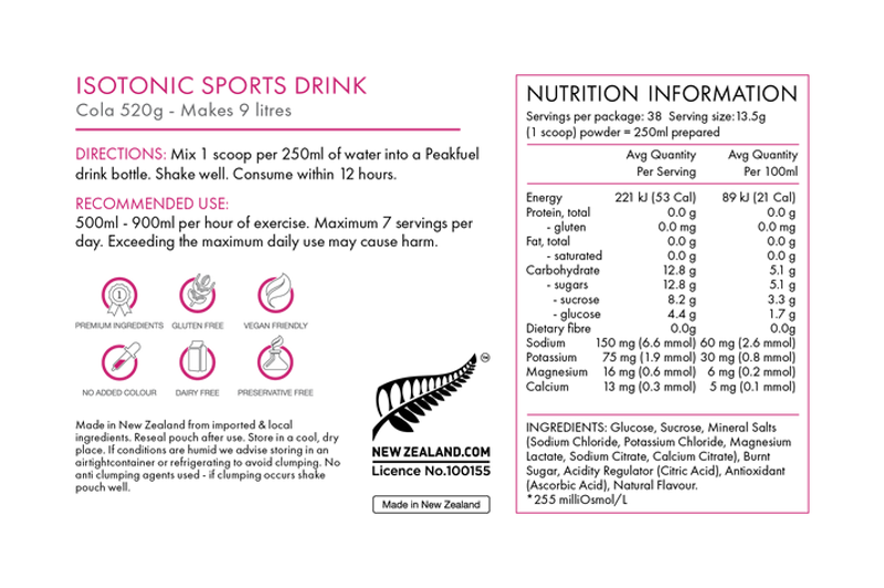 Peakfuel Isotonic Electrolyte Sports Drink Powder 520g Cola-1